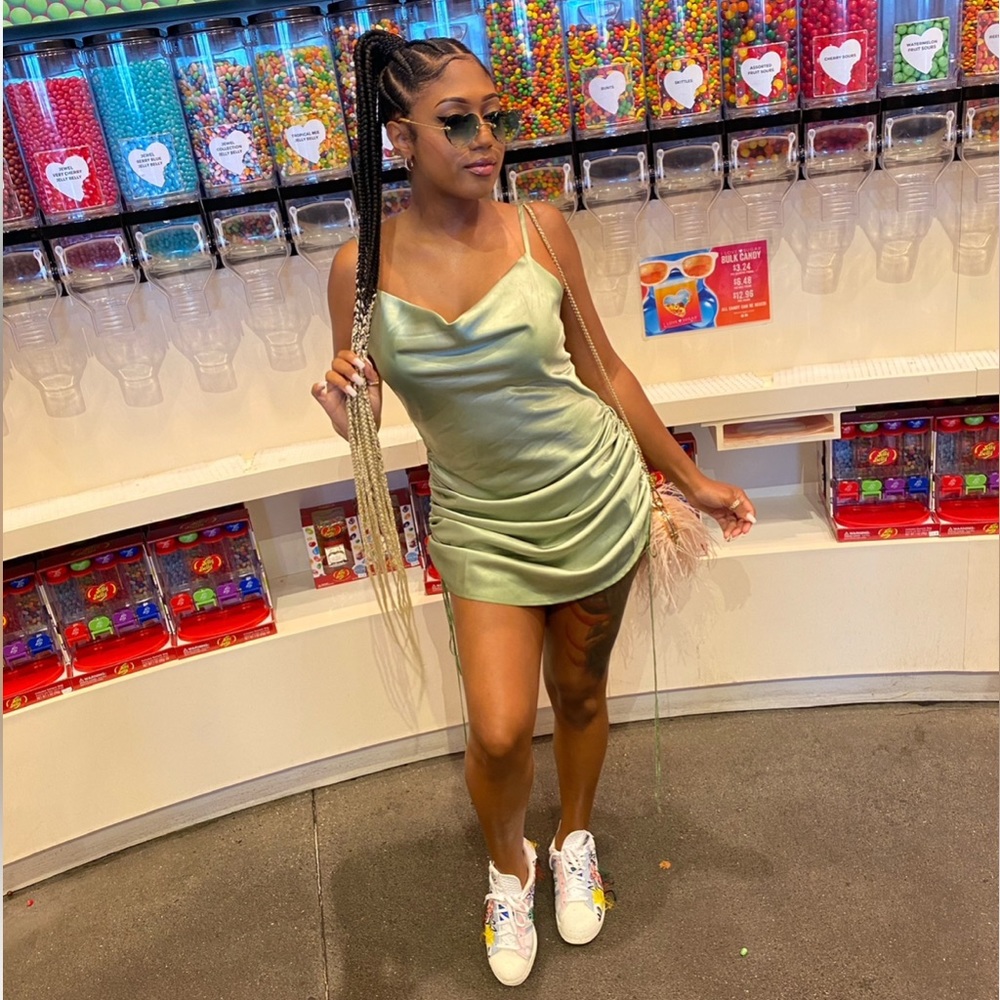 Mint Green Satin Adjustable Maxi Dress